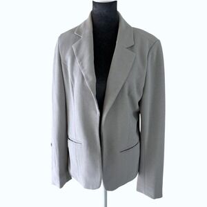 41 Hawthorn Minimalist Academia Knit Blazer Lt Gray Textured Open Front Jacket L